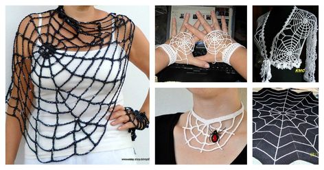 Here is a collection of simple and fun Crochet SpiderWeb Patterns that you can use to quickly work up some spiderweb for both costumes and house decoration. Spiderweb Crochet, Crochet Room Decor, Crochet Spiderweb, Spiderweb Top, Spider Web Costume, Crochet Grid Patterns, Crochet Spider Web, Crochet Room, Crochet Spider