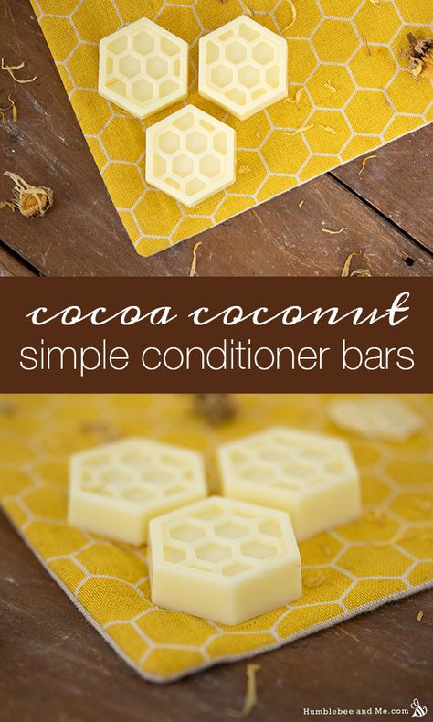 If you’ve been interested in making a solid conditioner bar, but have been intimidated by the long ingredient lists on the formulations I’ve shared in the past, this post is for you! These beautiful Cocoa Coconut Simple Conditioner Bars are … Continue reading → Soap Ingredients List, Natural Conditioner Bar Recipe, Shampoo Bar Recipe For Hair Growth, Diy Hair Conditioner Bar, Diy Conditioner Bar For Curly Hair, Melt And Pour Conditioner Bar Recipe, Making Conditioner, Diy Conditioner Bar, Soap Jellies