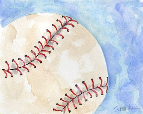 MERMAID'S PALETTE: Baseball Themed Watercolors Plan My Life, Baseball Painting, Sf Giants Baseball, Sports Painting, Baseball Art, Giants Baseball, Painting Canvases, Paintings On Canvas, Sf Giants