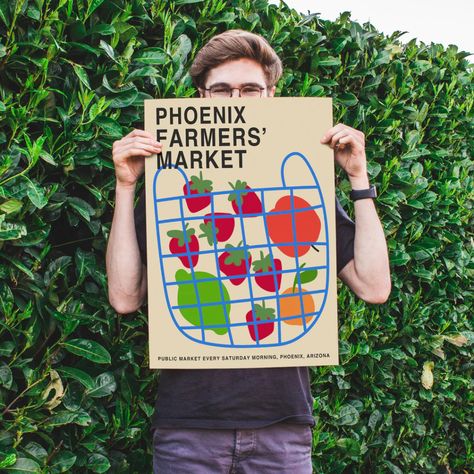 Phoenix Farmers Market Poster — HypeSheriff US Food Logo Ideas Creative, Farmers Market Poster, Food Logo Ideas, Logo Ideas Creative, Market Signage, Fresh Logo Design, Farmers Market Booth, Farmers Market Sign, Market Poster