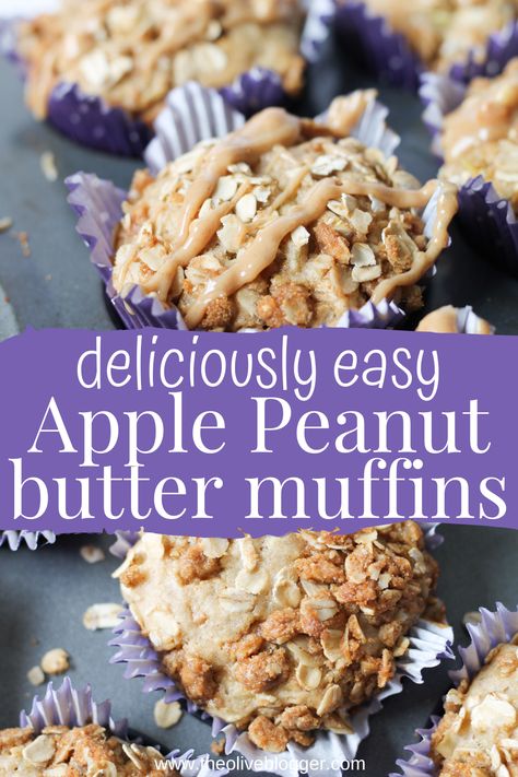 Bakery-style Apple Peanut Butter Muffins with a crunchy streusel topping. These moist and delicious muffins are the perfect combination of sweet and savory. Easy to make and perfect for a quick breakfast or snack! Apple Peanut Butter Muffins, Peanut Butter Muffins Recipes, Apple Streusel Muffins, Peanut Butter Muffins, Apple Streusel, Apple And Peanut Butter, Apple Cinnamon Muffins, Muffin Streusel, Protein Muffins