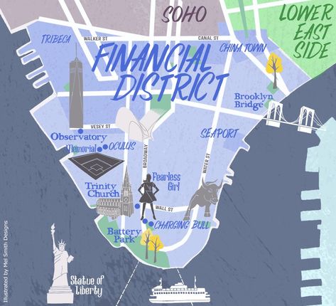 Financial district - New York Inspiration - the best hotels in New York Nyc Financial District, Financial District Nyc, Greenwich Hotel, Four Season Hotel, Nyc Map, Downtown Manhattan, One World Trade Center, Financial District, Lower Manhattan