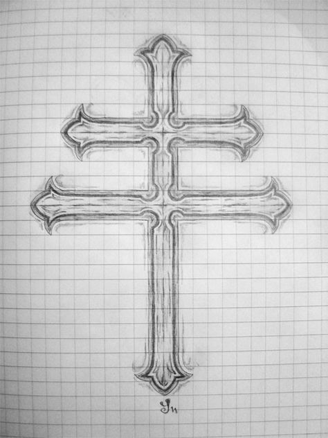 .: Cross of Lorraine :. by Ytse80 on DeviantArt Cross Of Lorraine, Crucifix Art, Protection Tattoo, Sailor Jerry Tattoos, Cross Tattoo Designs, Tattoo Stencil Outline, Cross Tattoo, Tattoo Stencils, Drawing Tools