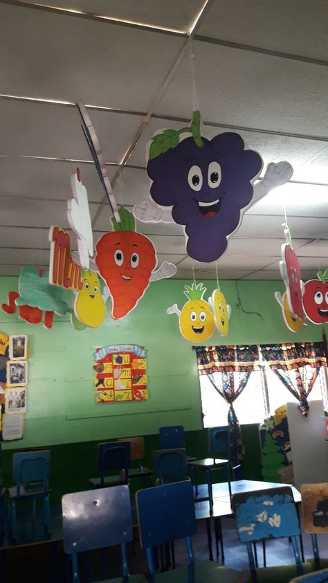 Preschool Hanging Crafts, Classroom Hangings For Preschool, Danglers For Preschool, Hanging Charts In Classroom, Class Hangings For Preschool, School Hanging Decorations Ideas, Hangings For School Decoration, Hanging For Preschool Decoration, Playgroup Class Decoration