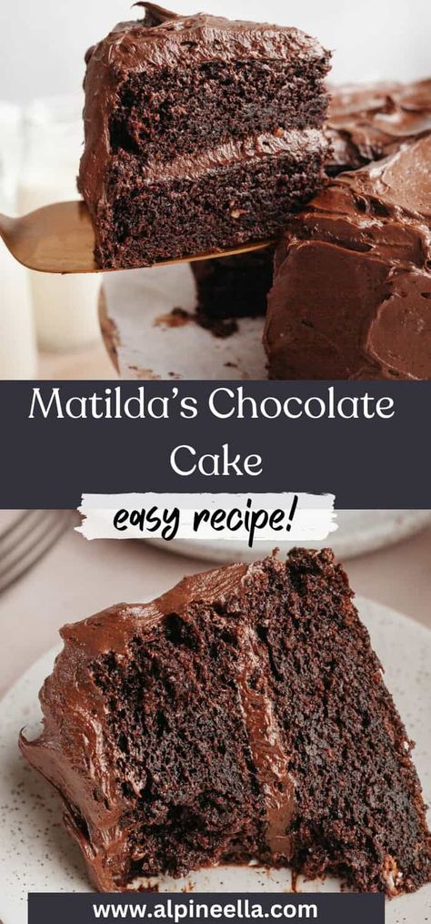 Matilda's Chocolate Cake Matilda Cake Recipe, Chocolate Sour Cream Frosting, Matilda Chocolate Cake, The Best Fudge, Resep Starbuck, Sour Cream Frosting, Chocolate Cake From Scratch, Chocolate Cake Recipe Moist, Birthday Cake Decorating Ideas