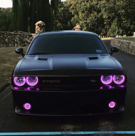 Challenger Purple Halos Dodge Challenger Black, Hell Cat, Super Charger, Mopar Girl, Car Banner, Dodge Demon, Dodge Srt, Dodge Muscle Cars, Hellcat Challenger