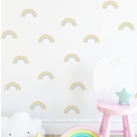 ℕ𝕦𝕥𝕞𝕖𝕘 𝕊𝕥𝕦𝕕𝕚𝕠 on Instagram: “After a few customer enquiries our rainbows are now available in pastel colours.” Girls Rainbow Bedroom, Pastel Rainbow Wall, Rainbow Home Decor, Rainbow Bedroom, Small Kids Room, Decorate A Room, Lounge Bedroom, Frosted Window Film, Rainbow Room