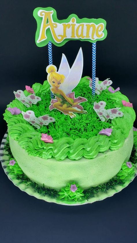 Thinker Bell Cake Ideas, Bolo Drip Cake, Tinkerbell Birthday Cakes, Tinkerbell Party Theme, Fairy Birthday Cake, Tinkerbell Cake, 90th Birthday Parties, Tinkerbell Party, Half Birthday