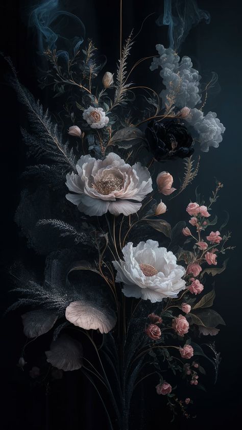 Discover the enchanting allure of our 'Mystical Bloom' wallpaper, where deep midnight blue, velvet black, and plum hues meet delicate floral patterns. Ethereal wisps of smoke and shimmering stardust intertwine with lace and silk textures, creating a gothic yet romantic atmosphere. Perfect for anyone seeking dark feminine aesthetics that exude intrigue and elegance. Ideal for your digital devices or social media backgrounds. #DarkWallpaper #FeminineAesthetic #GothicElegance Dark Feminine Aesthetic Wallpaper, Feminine Aesthetic Wallpaper, Feminine Wallpaper, Gothic Elegance, Dark Wallpapers, Romantic Wallpaper, Floral Wallpaper Iphone, Goth Wallpaper, Gothic Wallpaper