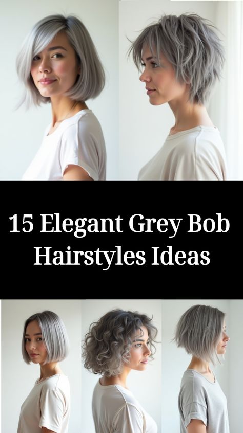 15 Elegant Grey Bob Hairstyles Ideas White Hair Haircuts Women, Gray Lob Hairstyles, Grey Bayalage Hair Short, Layered Bob Grey Hair, French Bob Gray Hair, Short Hairstyle Women Grey Hair, "bixie" Haircut Grey, French Bob Grey Hair, Chin Length Grey Hair