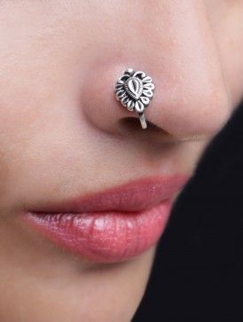 Ditsy Nose Pin (Non-Pierced) Ethnic! Indian! Beauty! Silver Jewellery Indian Oxidised Nose Ring, South Indian Nose Pin Design, Oxidized Nose Rings, Oxidised Silver Nose Pin, Piercing Face, Nose Pin Indian, Nose Jewels, Nose Ring Jewelry, Diamond Nose Ring