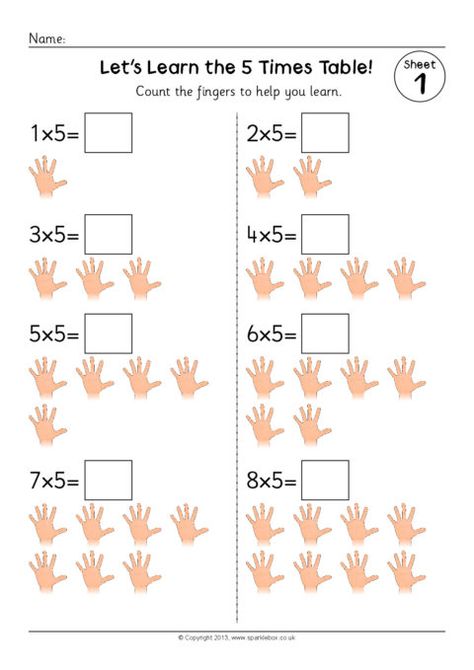 5 Times Table Worksheets (SB9382) - SparkleBox Multiplication Tables Activities, 3 Times Table, 3 Times Tables, Times Tables Activities, Multiplication Table For Kids, 10 Times Table, 5 Times Table, 2 Times Table, Times Tables Worksheets