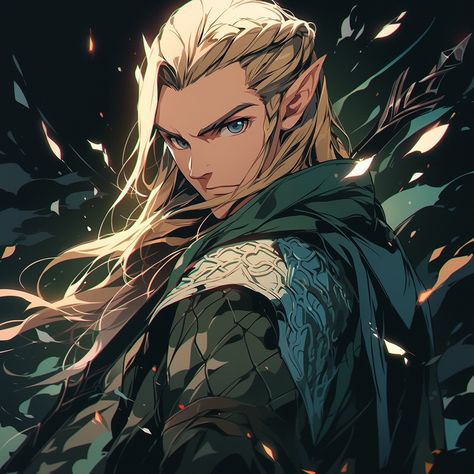 Digital illustration ai generated, Legolas from the Lord of the Rings. Pfp icon. Anime Lord Of The Rings, Lord Of The Rings Icons Aesthetic, Lord Of The Rings Pfp, Gigolas Fanart, Legolas The Hobbit, Lord Of The Rings Anime, Lord Of The Rings Illustration, Legolas Aesthetic, Legolas Icon