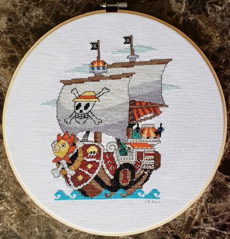 Crystal's Cross-Stitch Creations — One Piece Thousand Sunny is complete!  Do you want... Thousand Sunny, One Piece Theme, Cross Stitch Sea, Embroider Ideas, Just Cross Stitch, Beaded Cross Stitch, Cute Cross Stitch, Diy Cross Stitch, Pixel Art Pattern