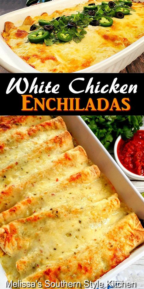 White Enchilada Casserole, Red Sauce Enchiladas, Sour Cream Enchiladas, Food Tacos, Pantry Recipes, White Chicken Enchiladas, White Sauce Recipes, Creamy Chicken Enchiladas, Mexican Foods