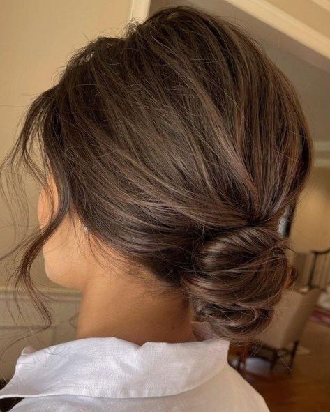 Bun With Long Bangs, Low Bun Wedding Hair, Bridesmaid Hair Inspo, Updos For Short Hair, Short Hairstyles Fine, Guest Hair, Hair Adviser, Short Hair Bun, Bridesmaid Hair Makeup