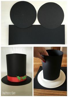 Diy Snowman Costume Kids, Diy Christmas Hats For Kids, Diy Christmas Costumes For Kids, Christmas Hats Ideas Diy, Christmas Hats Diy, Snowman Costume Kids, Diy Snowman Costume, Diy Top Hat, Top Hat Diy