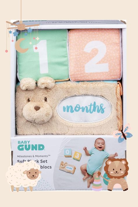 GUND Baby Milestones and Moments Soft Blocks, Plush Photo Prop Sensory Toy Blocks for Babies and Newborns, Multicolor Milestone Blocks, Soft Blocks, Social Media Followers, First Tooth, Toy Blocks, Gifts For New Parents, Perfect Baby Shower Gift, Embroidered Details, Baby Milestones