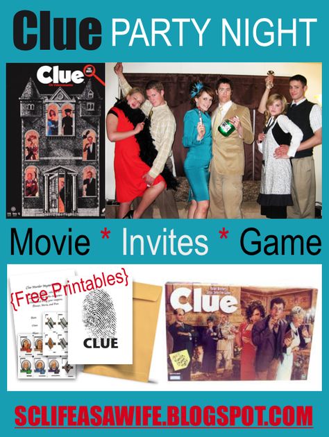 A CLUE PARTY fun ideas and free printables :: SC LIFE as a WIFE Live Action Clue Game, Real Life Clue Game Mystery Parties, Clue Game Party Decorations, Clue Game Printables, Clue Party Decorations, Clue Dinner Party, Clue Birthday Party, Party Fun Ideas, Clue Game