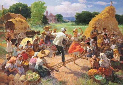 Tinikling Dance Drawing, Kulturang Pilipino, Philippine Folk Dance Art, Filipino Paintings, Filipino Artist Painting, Philippine Traditions, Amorsolo Paintings Philippines, Contemporary Arts In Philippines, Fernando Amorsolo