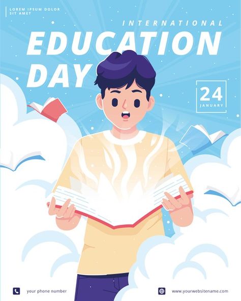 Student Vector Illustration, Poster Design Cartoon, Vector Poster Illustration, Vector Art Poster, Student Day Poster Design, Poster Vector Design, Education Poster Design Ideas Student, Poster Education Design, Poster On Education