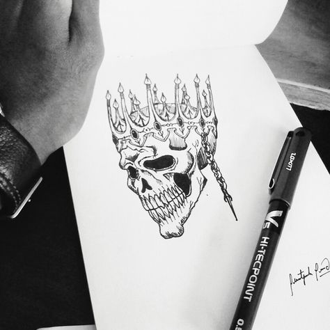 King Skeleton Tattoo, Skeleton King Tattoo, King Skeleton, Skeleton King, Skeleton Drawings, King Tattoos, Skeleton Tattoos, Dark Art Tattoo, The Skeleton