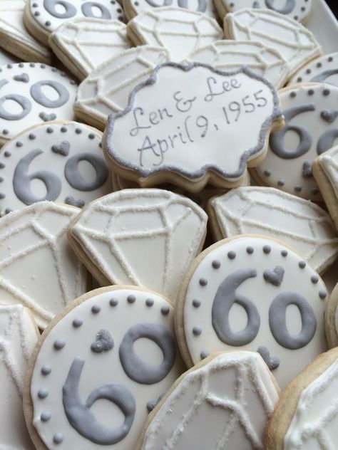 60 Yr Wedding Anniversary, 60 Year Anniversary Party Ideas, 60 Th Anniversary Party Ideas, 60 Year Wedding Anniversary Ideas, Diamond Wedding Anniversary Ideas, 60th Diamond Anniversary Party Ideas, 60th Anniversary Cookies Decorated, 60th Wedding Anniversary Invitations, 60th Anniversary Centerpieces