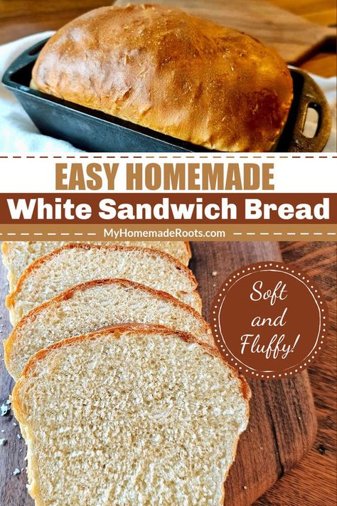 This simple recipe that makes two loaves of tender and delicious sandwich bread perfect for your favorite sandwiches or toast. And this is a great recipe whether you're a beginner wanting to bake your own sandwich bread, or an experienced baker looking for a reliable recipe. #homemadebread Best Sandwich Bread Recipe, Stand Mixer Recipes Breads, Soft Sandwich Bread Recipe, Easy Sandwich Bread, Easy Sandwich Bread Recipe, Easy White Bread Recipe, Beginners Bread Recipe, White Sandwich Bread, Homemade Sandwich Bread