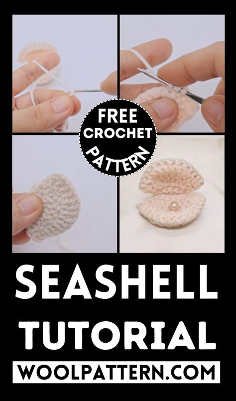 Easy Crochet Seashell Tutorial & Pattern Beachy Crochet Patterns, Crochet Sea Shells Pattern Free, Seashell Crochet Pattern Free, Seashell Crochet Pattern, Crochet Clam, Seashell Crochet, Crochet Seashell, Crochet Shell Pattern, Cute Seashell