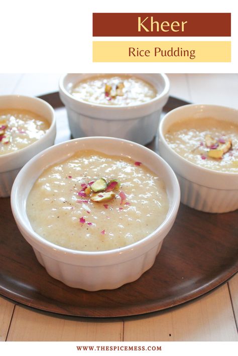 Kheer or Rice Pudding is a simple and easy Indian / Pakistani dessert. It is made with just a few ingredients that come together to create a rich and creamy rice pudding. Our version of kheer is an easy recipe made with condensed milk, which will definitely satisfy your sweet tooth! Learn how to make #kheer, just like mom! #pakistanikheer #easydesserts #ricepudding #indianricepudding Kheer Recipe With Condensed Milk, Pakistani Kheer Recipe, Pakistani Rice, Rice Pudding Recipe Easy, Easy Rice Pudding, Pakistani Desserts, Indian Rice Pudding, Indian Mithai, Easy Indian Dessert Recipes