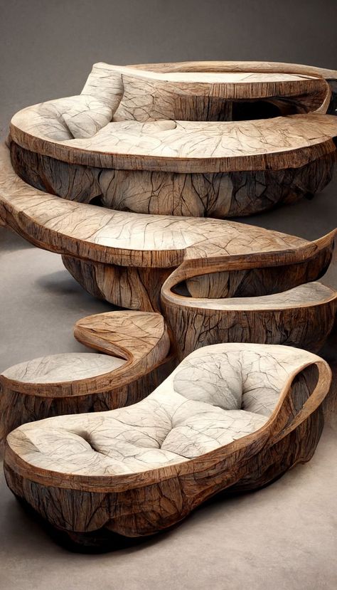 Biomorphic Interior Design, Biomorphic Architecture, Wooden Furniture Design, Sala Yoga, Biomorphic Art, Sensory Gardens, Organic Interior Design, Modular Furniture Design, Stackable Furniture