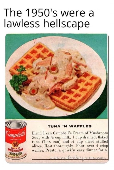 70s Food, Ugly Food, Gross Food, Vintage Cooking, Campbell Soup, Food Ads, Weird Food, Retro Recipes, Easy Soups