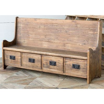 Foyer Storage, Church Pew Bench, Pew Bench, Farmhouse Mudroom, Church Pews, Floor Boards, Bench With Drawers, Wood Storage Bench, Entryway Bench Storage