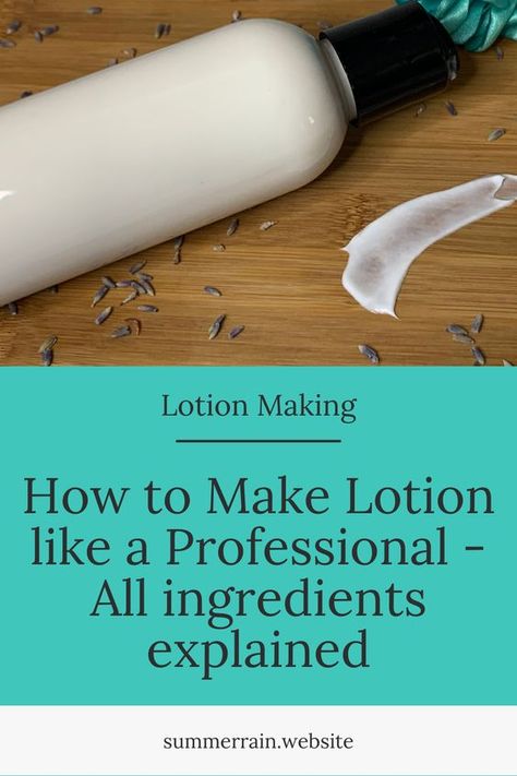 Learn how to make a homemade lotion like a professional, it will be a solid foundation that you can build on to make all kinds of products. All you have to do is combine the water, oil and emulsifier together to create your own lotion from scratch. From there, you can change the recipe with different oils and additives. All Natural Lotion Recipe, How To Make Lotion, Diy Body Lotion Recipe, Hand Lotion Recipe, Diy Body Cream, Body Lotion Recipes, Diy Lotion Recipe, Homemade Toiletries, Make Lotion