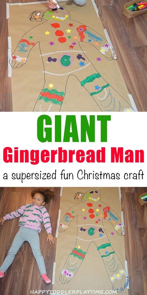 Life Size Gingerbread Man, Giant Gingerbread Man, Gingerbread Man Crafts, Gingerbread Activities, Preschool Christmas Crafts, Fun Christmas Crafts, Christmas School, Craft Activity, Preschool Christmas