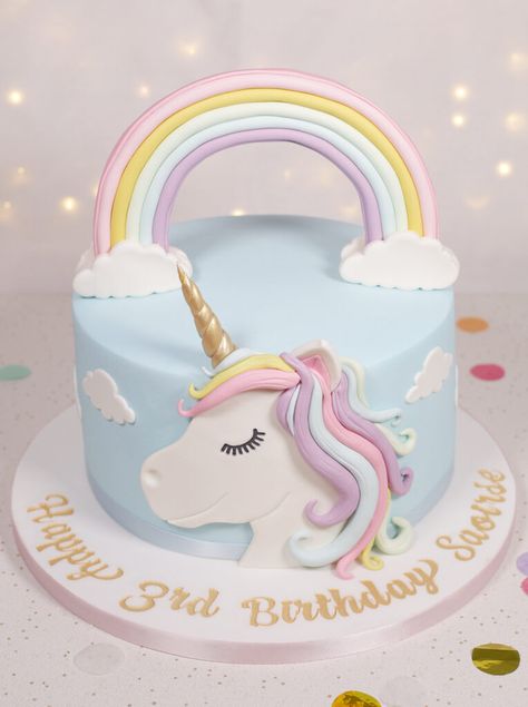 Rainbow Mermaid Unicorn Cake, Unicorn Sprinkle Cake, Unicorn And Rainbow Birthday Cake, Blue Unicorn Cake, Unicorn Fondant Cake, Unicorn Cake Ideas, Unicorn Theme Cake, Unicorn Cake Design, Rainbow Unicorn Cake