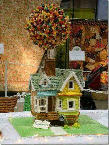 Nice cake Gingerbread Up House, Up House Gingerbread, Movie Themed Gingerbread House Ideas, Winning Gingerbread House Ideas, Gingerbread Art, Gingerbread Creations, Baking Contest, Ginger House, Festival Of Trees