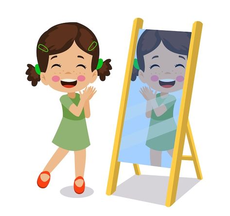 Looking In The Mirror Drawing, Macbeth Drawing, School Chalkboard Art, Mirror Drawing, Mirror Cartoon, Mirror Vector, Digital Mirror, Girl Draw, Mirror Drawings