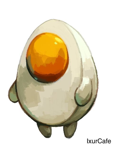 Animal Fruit Art, Egg Illustration Cute, Food Monster Art, Egg Character Design, Egg Fanart, Egg Digital Art, Egg Character, Egg Drawing, Egg Illustration