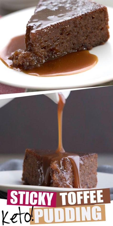 A classic holiday desert goes healthy. This keto friendly Sticky Toffee Pudding recipe features a tender, moist almond flour cake smothered in a rich sugar free toffee sauce. A heavenly low carb dessert and totally sugar-free and grain-free. #toffee #sugarfree #holidaydesserts #ketorecipes #instantpotrecipes Ginger Toffee Pudding Cake, Toffee Pudding Cake, Sticky Toffee Pudding Recipe, Toffee Pudding Recipe, Almond Flour Cake, Pudding Recept, Sticky Toffee Pudding Cake, Holiday Desert, English Desserts