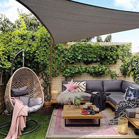 Amazon.com : SUNLAX Sun Shade Sail, 12'x12'X12' Dark Grey Triangle Outdoor Awning Shade Cover 185GSM HDPE UV Block for Patio Shading : Garden & Outdoor Backyard Sun Shade, Sail Sun Shade Ideas, Triangle Sun Sail Shade Ideas Backyard, Triangle Shade Sails For Patio, Shade Sails For Patio, Garden Sail Shade, Triangle Sail Shade Ideas Backyards, Triangle Sail Shades For Patio, Shade Cover For Patio