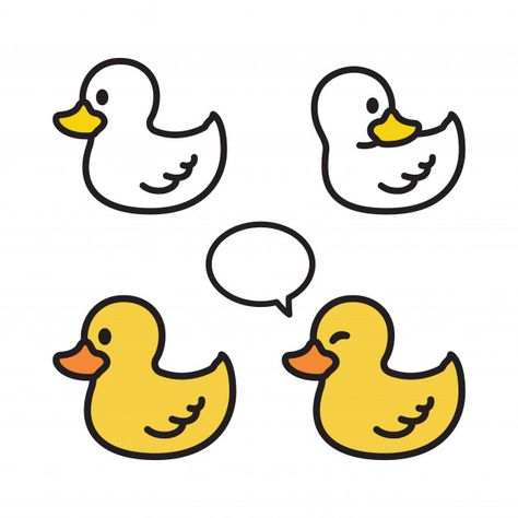 Duck Premium Vector | Free Vector #Freepik #freevector #freelogo #freecartoon #freebird #freeanimal Little Duck Drawing, Baby Duck Drawing, Little Duck Tattoo, Easy Duck Drawing, Duck Drawing Easy, Doodle Duck, Rubber Duck Drawing, Duck Doodle, Duck Vector