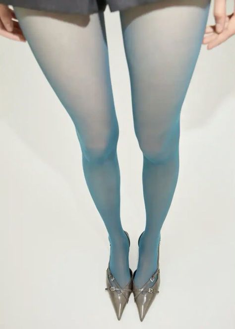 Funky Tights, Blue Tights, 일본 패션, Colored Tights, Tights Outfit, Mode Inspo, 가을 패션, Mode Vintage, Mode Inspiration