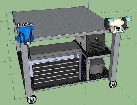 Officine In Garage, Welding Bench, Shielded Metal Arc Welding, Welding Tables, Welding Jobs, Welding Cart, Arc Welding, Welding Table, Workshop Ideas