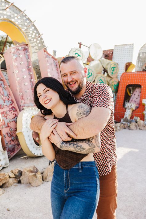 This couples style were giving retro engagement photos, and I was so here for it! See more cute engagement photo poses, cute engagement photos romantic, and cute engagement pictures! Book Shevelle for your Las Vegas engagement session or Las Vegas elopement photography at ofcolourandhue.com! Vegas Engagement Photos, Las Vegas Engagement Photos, Retro Engagement Photos, Vegas Elopement Photography, Neon Museum Las Vegas, Engagement Photos Romantic, Vegas Engagement, Las Vegas Engagement, Couples Style