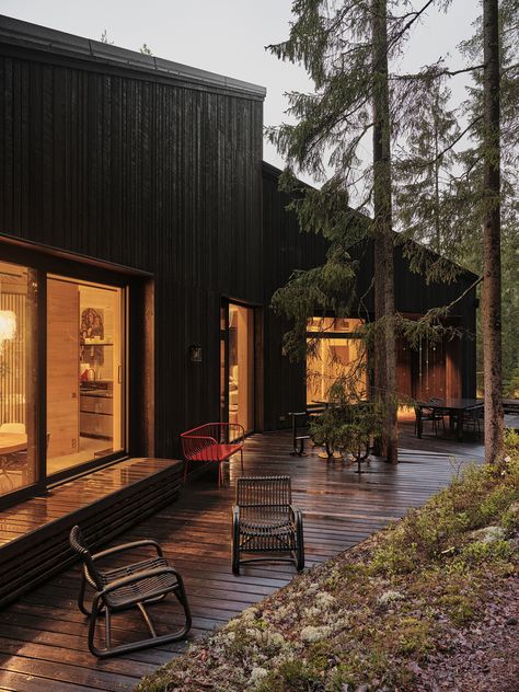 Gallery of Hill House / Horomystudio - 21 Miranda House, Bush Retreat, Black Modern House, Twilight House, Lodge Style Home, Black Cabin, Hidden House, Porch Remodel, Forest Cottage