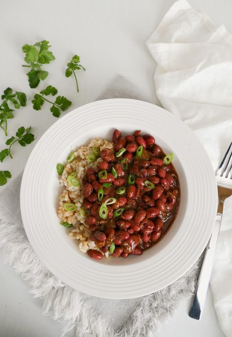 Red Beans and Rice (WFPB) • Faithful Plateful, Mexican Beans And Rice, Small Red Beans, Red Beans And Rice, Lentils And Rice, Beans And Rice, Black Bean Soup, Vegan Beans, Flax Egg