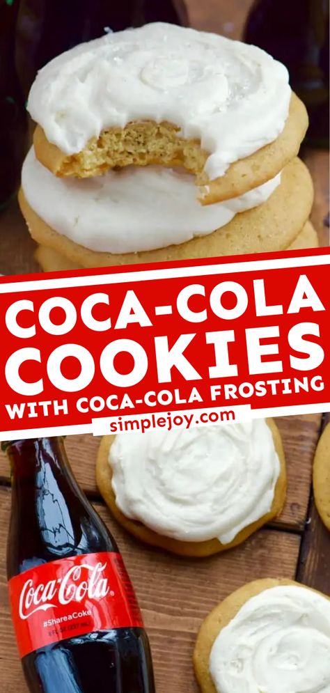 Coca-Cola Cookies with Coca-Cola Frosting Cola Cookies, Easy Desserts To Impress, Soda Cookies, Coca Cola Cupcakes, Desserts To Impress, Cola Syrup, Xmas Cookies Recipes, Easy Impressive Dessert, Coke Drink