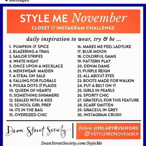 Outfit Prompts, Elegant Office Wear, November Outfits, 365 Photo Challenge, November Activities, Photo Prompts, Instagram Challenge, Sailor Stripes, Daily Fashion Inspiration