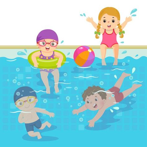 Swimming Cartoon, Daily Routine Activities, Pool Party Kids, Children Swimming Pool, Pool Activities, Kids Vector, Kids Fishing, Kid Pool, Alphabet Activities